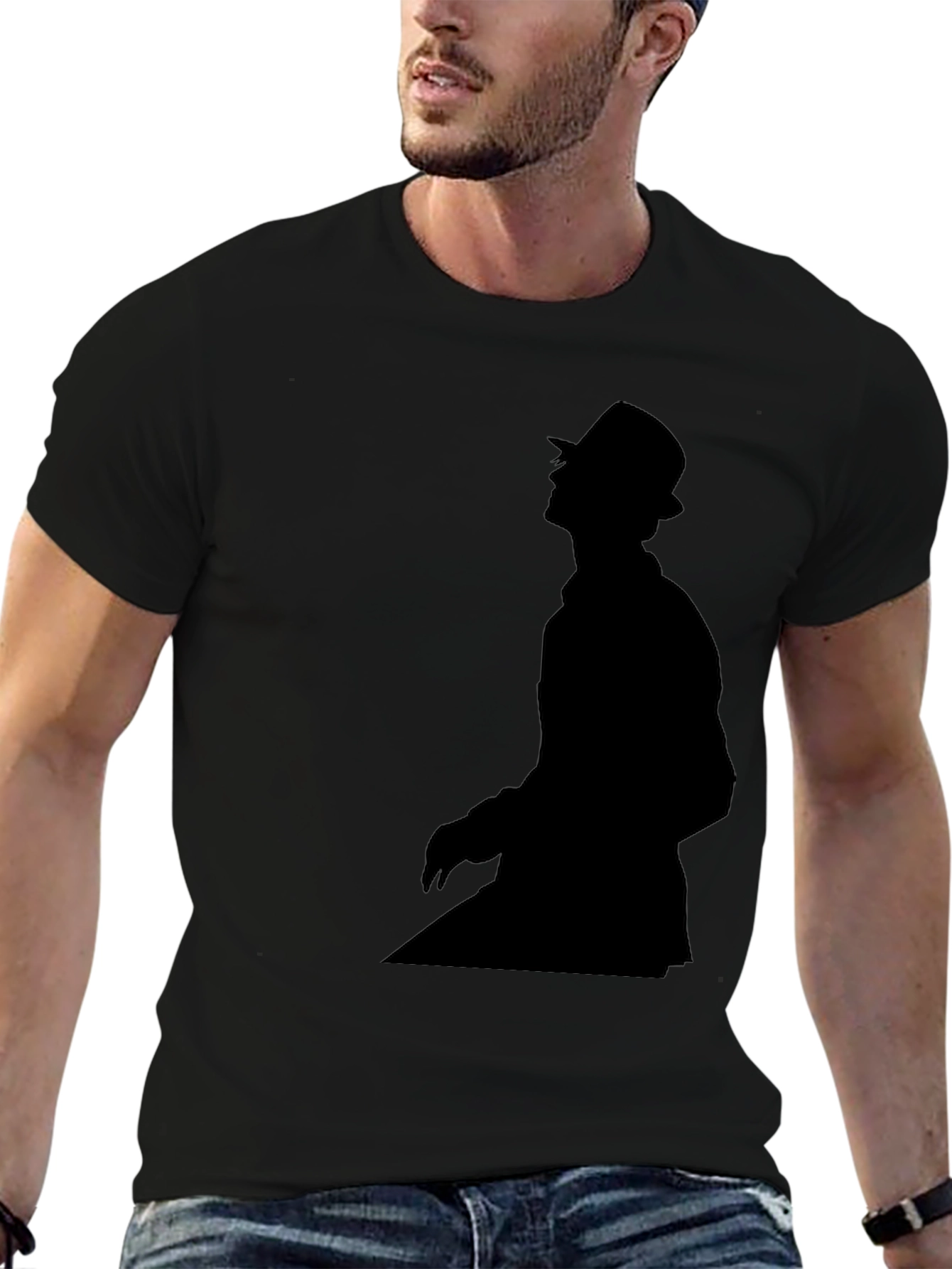 Stylish Black T-Shirt with Silhouette Print
