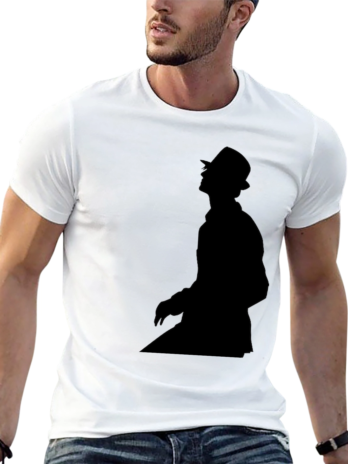 Stylish Black T-Shirt with Silhouette Print