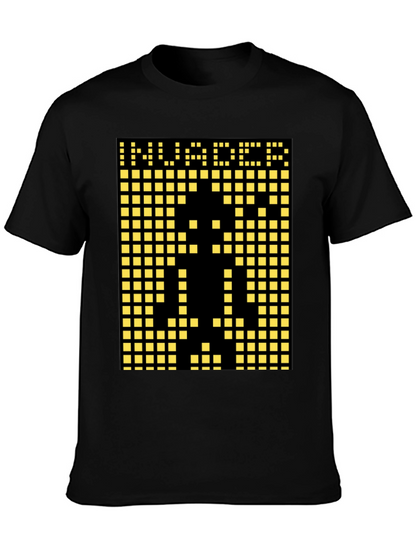 Invader Pixel Art Graphic T-Shirt - Black