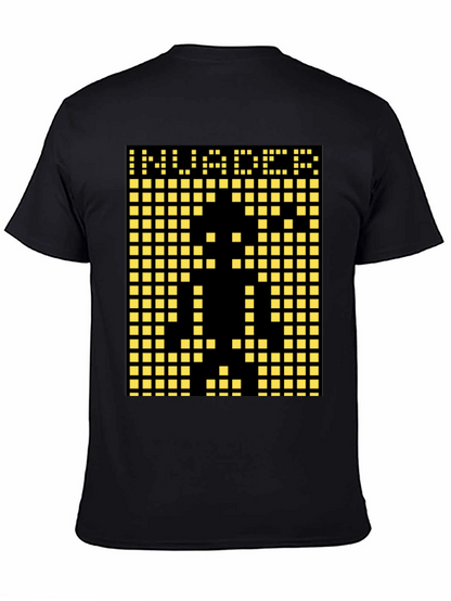 Invader Pixel Art Graphic T-Shirt - Black