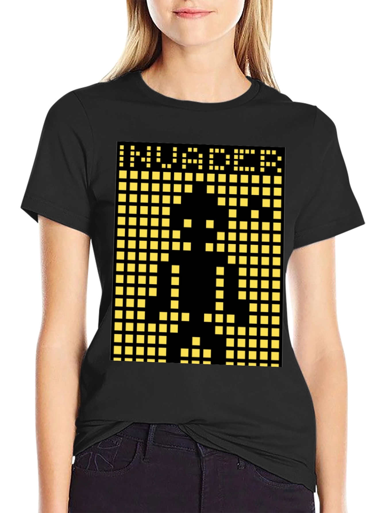 Invader Pixel Art Graphic T-Shirt - Black