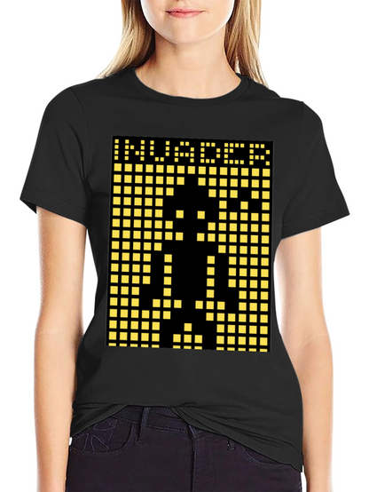 Invader Pixel Art Graphic T-Shirt - Black