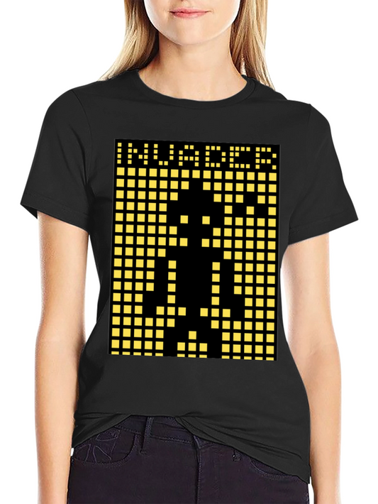 Invader Pixel Art Graphic T-Shirt - Black