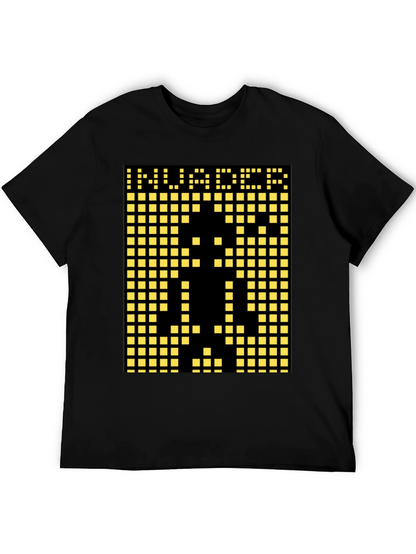 Invader Pixel Art Graphic T-Shirt - Black