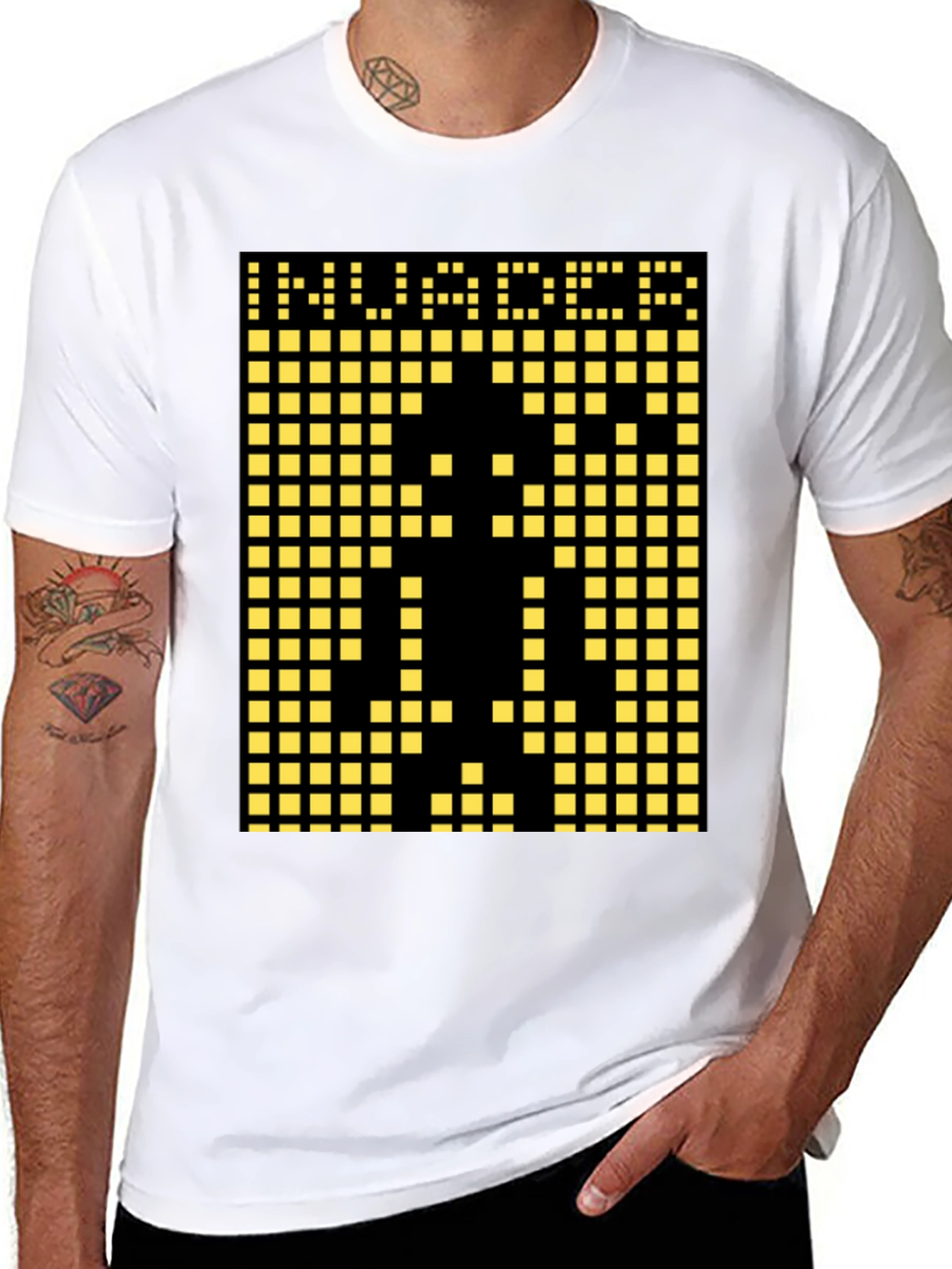 Invader Pixel Art Graphic T-Shirt - Black