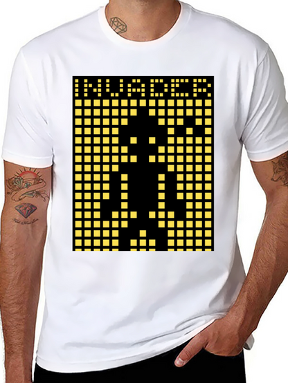 Invader Pixel Art Graphic T-Shirt - Black