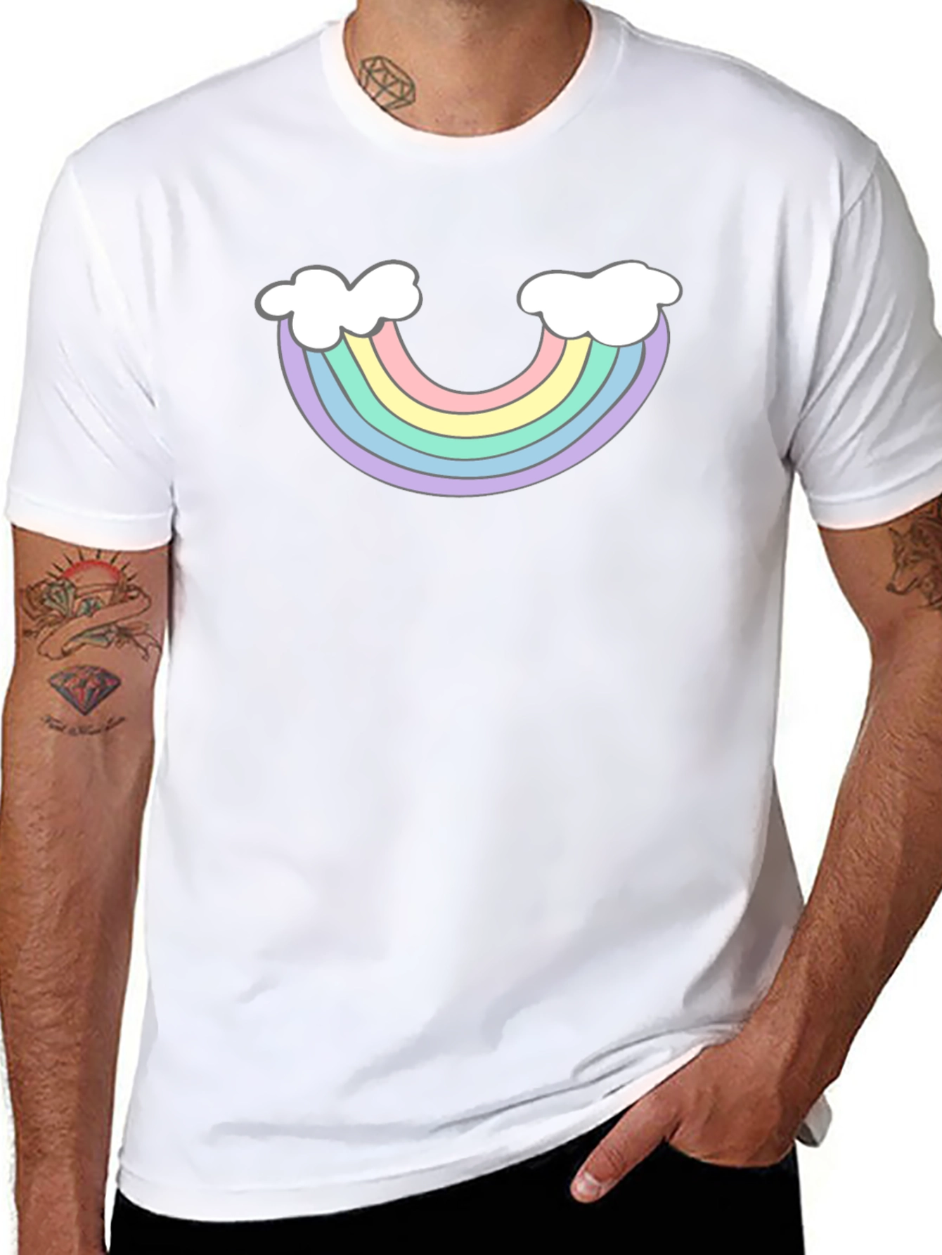 Rainbow Cloud Graphic T-Shirt - Black
