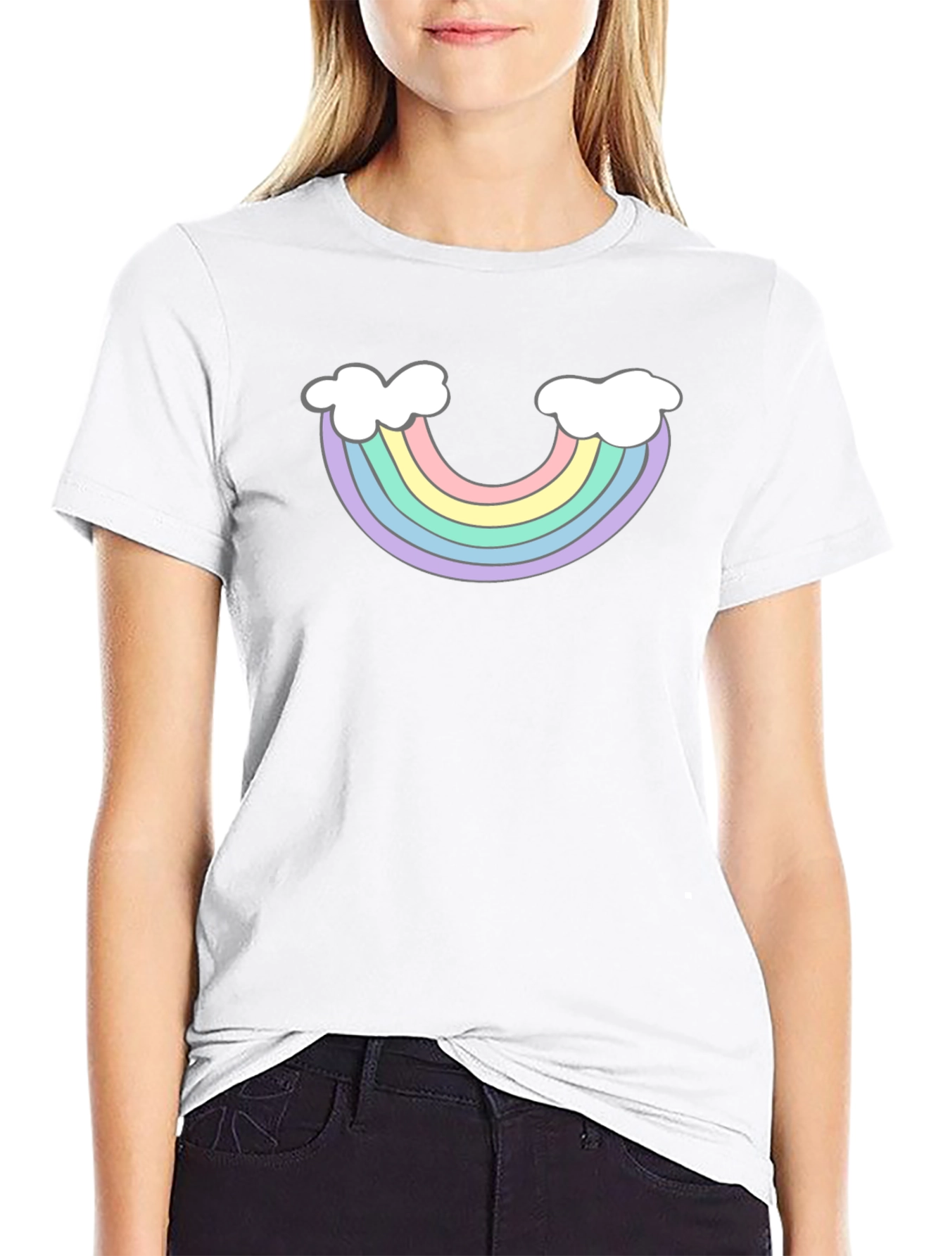 Rainbow Cloud Graphic T-Shirt - Black