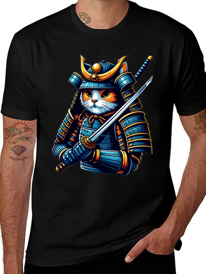 Samurai Cat T-Shirt - Warrior Feline Tee