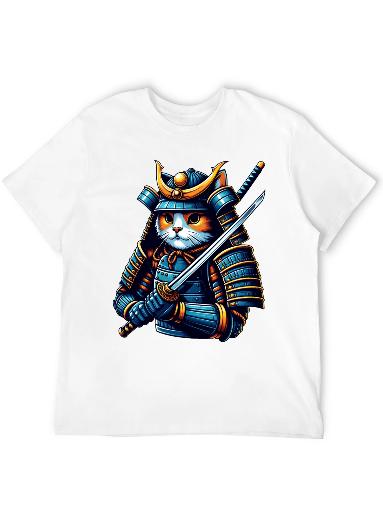 Samurai Cat T-Shirt - Warrior Feline Tee