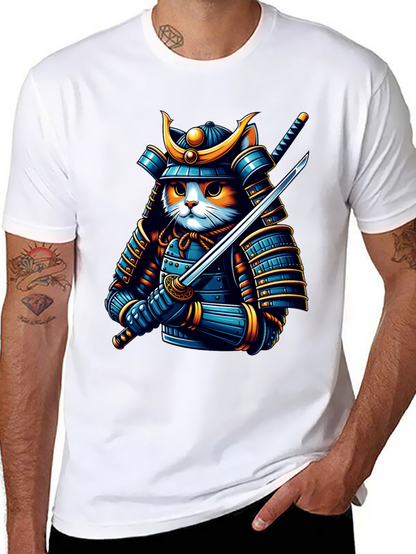 Samurai Cat T-Shirt - Warrior Feline Tee