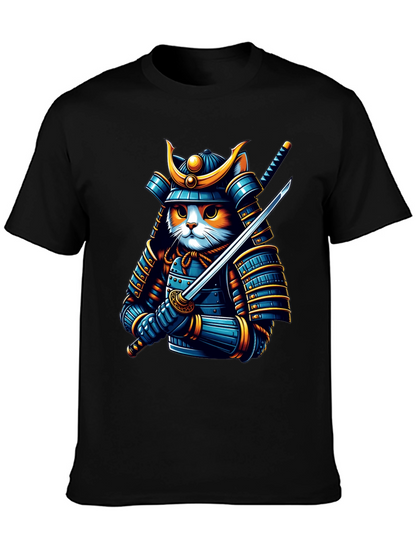 Samurai Cat T-Shirt - Warrior Feline Tee