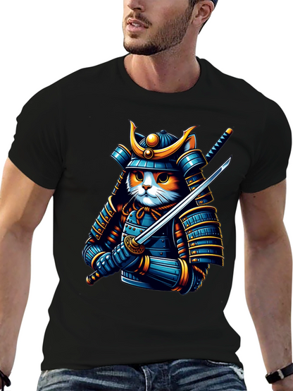 Samurai Cat T-Shirt - Warrior Feline Tee