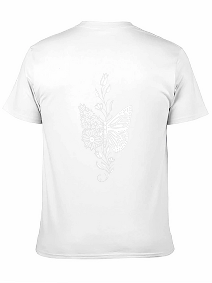Butterfly Floral Graphic Tee - Black Cotton Blend