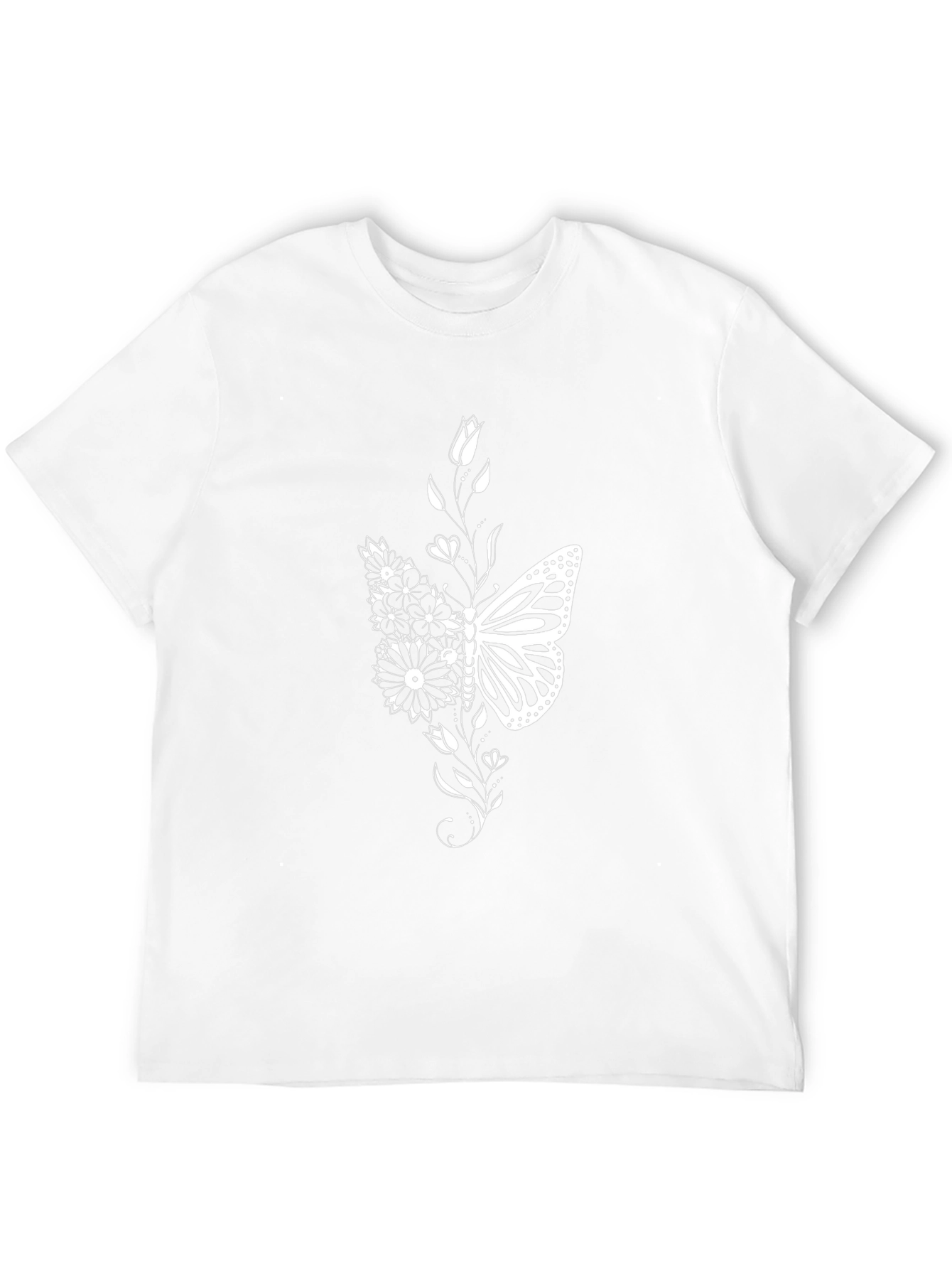 Butterfly Floral Graphic Tee - Black Cotton Blend