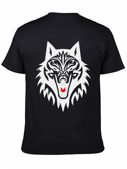 Black Wolf Graphic Tee - Tribal Style