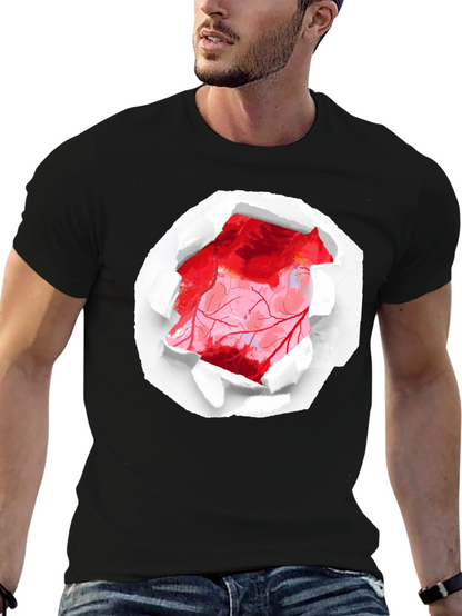 Ripped Heart Graphic Black T-Shirt