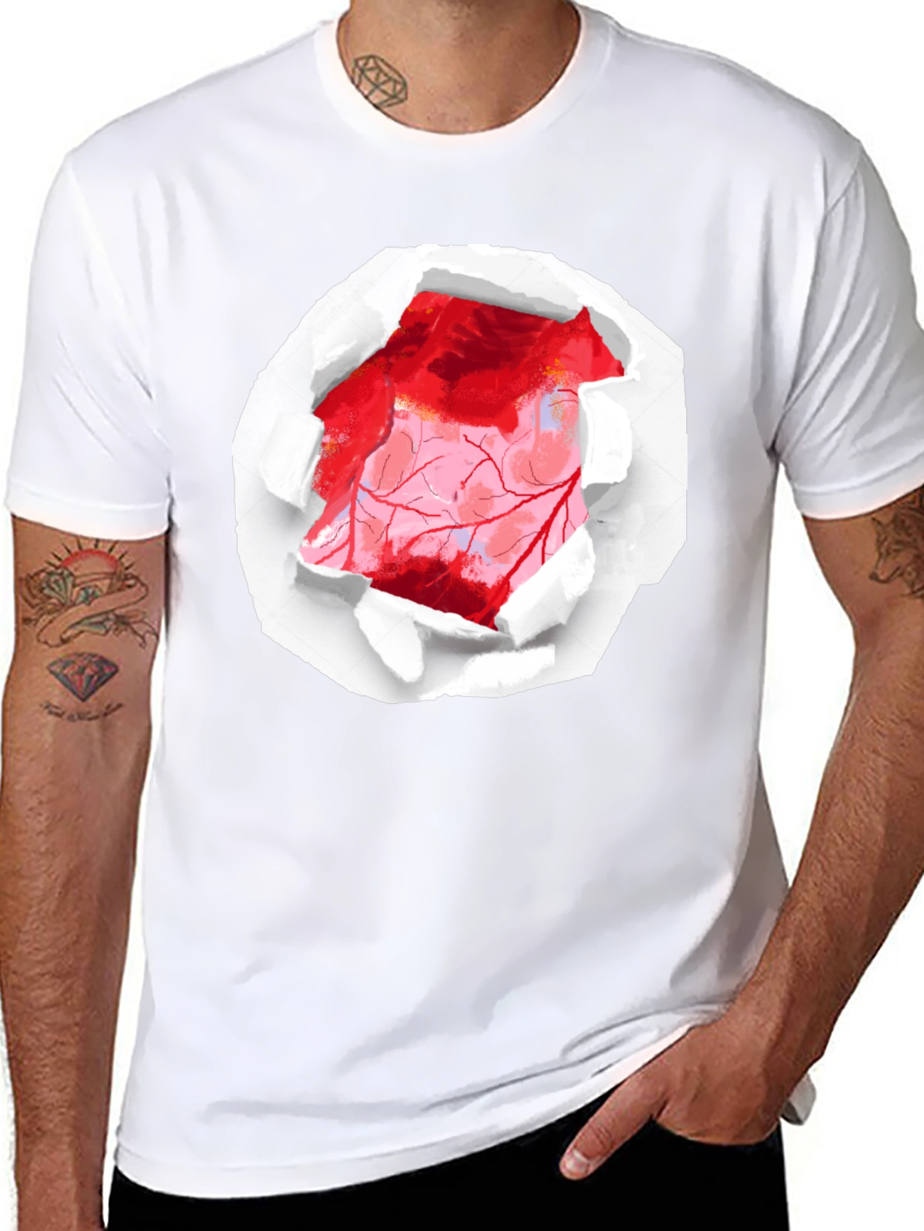Ripped Heart Graphic Black T-Shirt