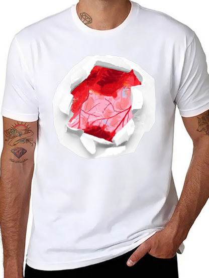 Ripped Heart Graphic Black T-Shirt