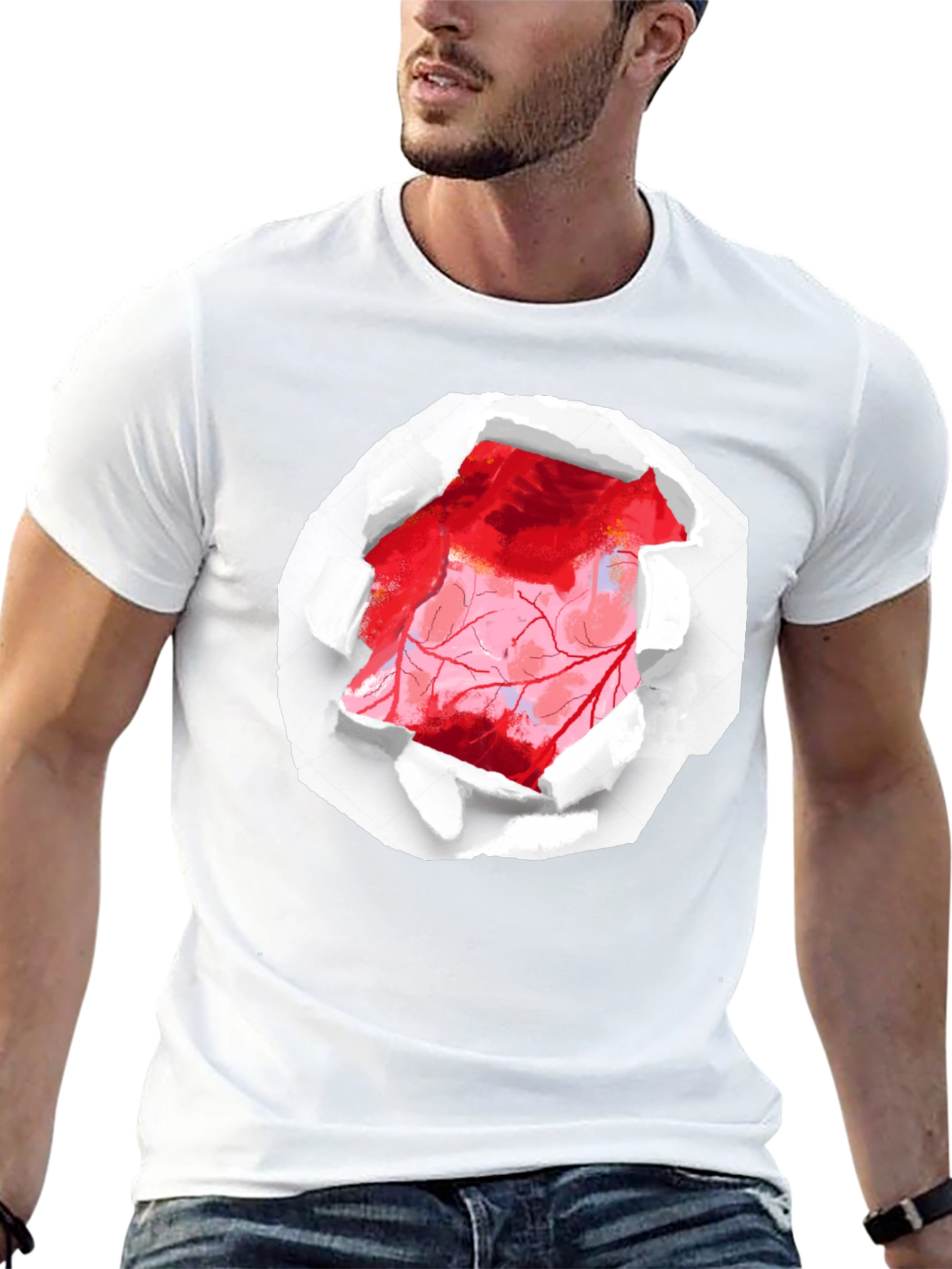 Ripped Heart Graphic Black T-Shirt