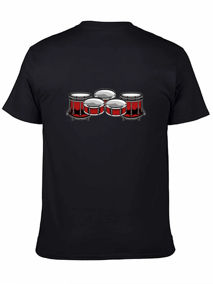 Drum Set Graphic Tee - Black Cotton Blend