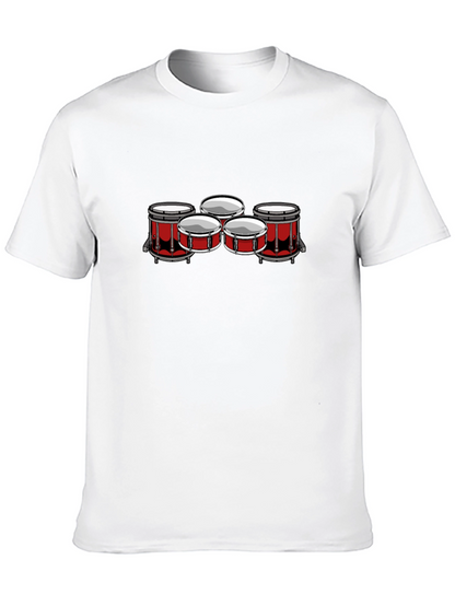 Drum Set Graphic Tee - Black Cotton Blend