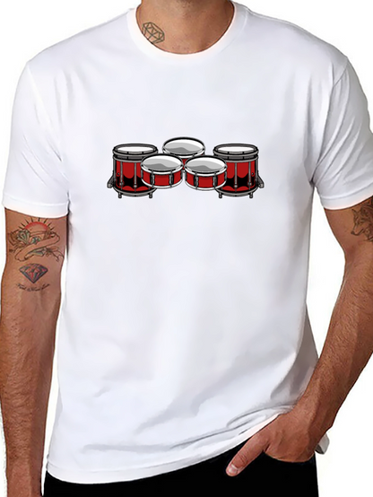 Drum Set Graphic Tee - Black Cotton Blend