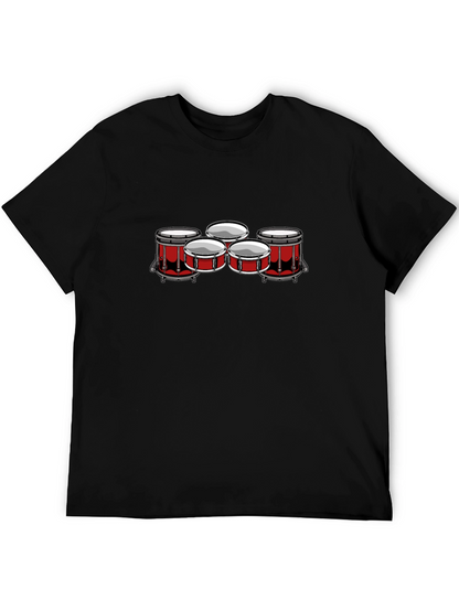 Drum Set Graphic Tee - Black Cotton Blend