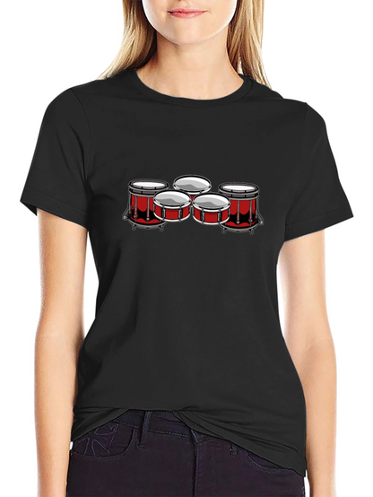 Drum Set Graphic Tee - Black Cotton Blend