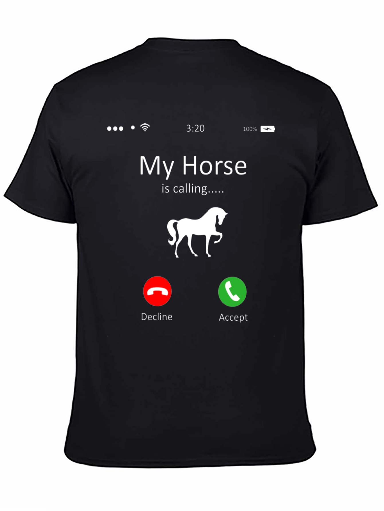 My Horse Is Calling Black Graphic Tee