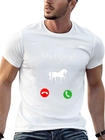My Horse Is Calling Black Graphic Tee