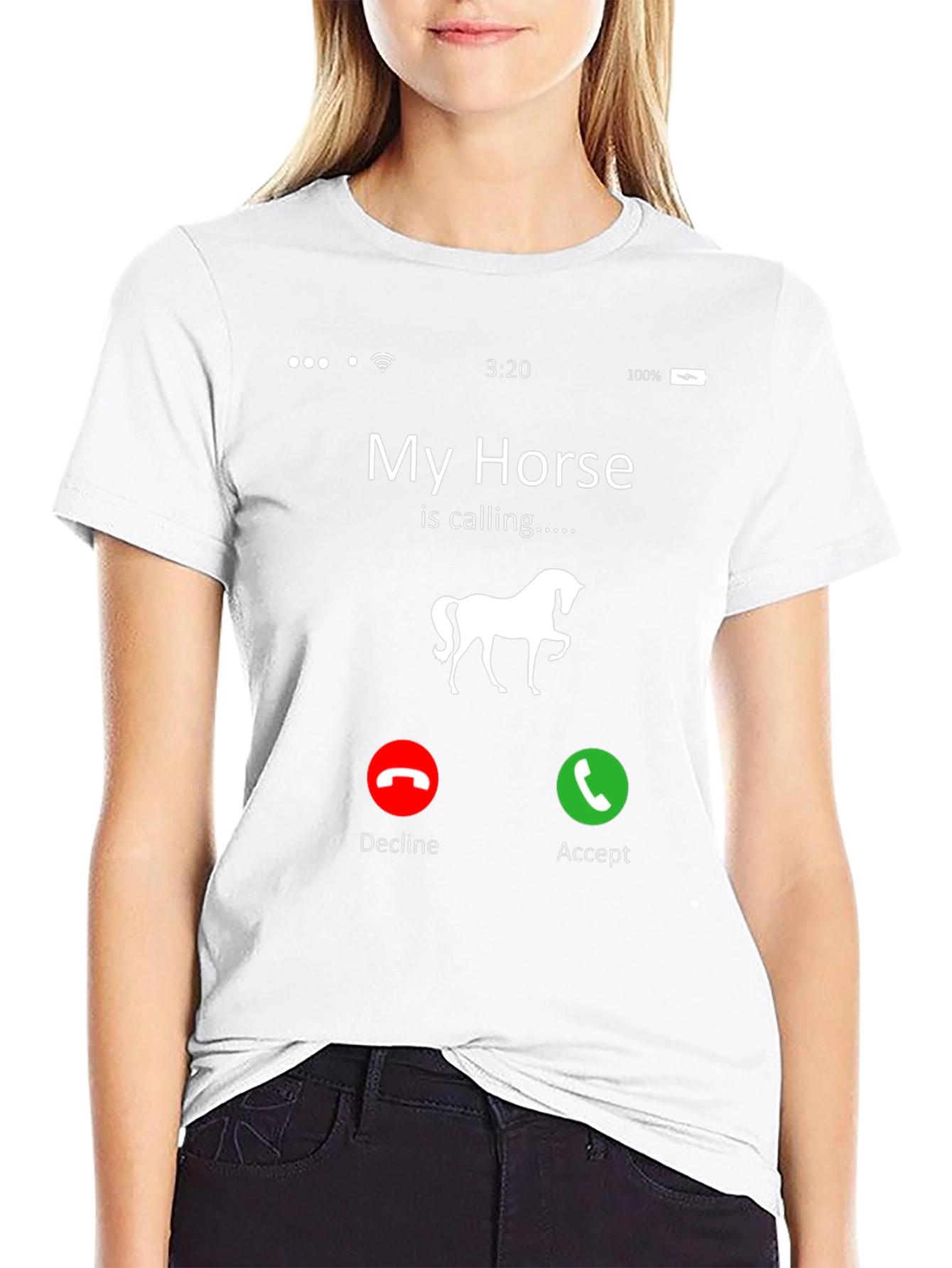 My Horse Is Calling Black Graphic Tee