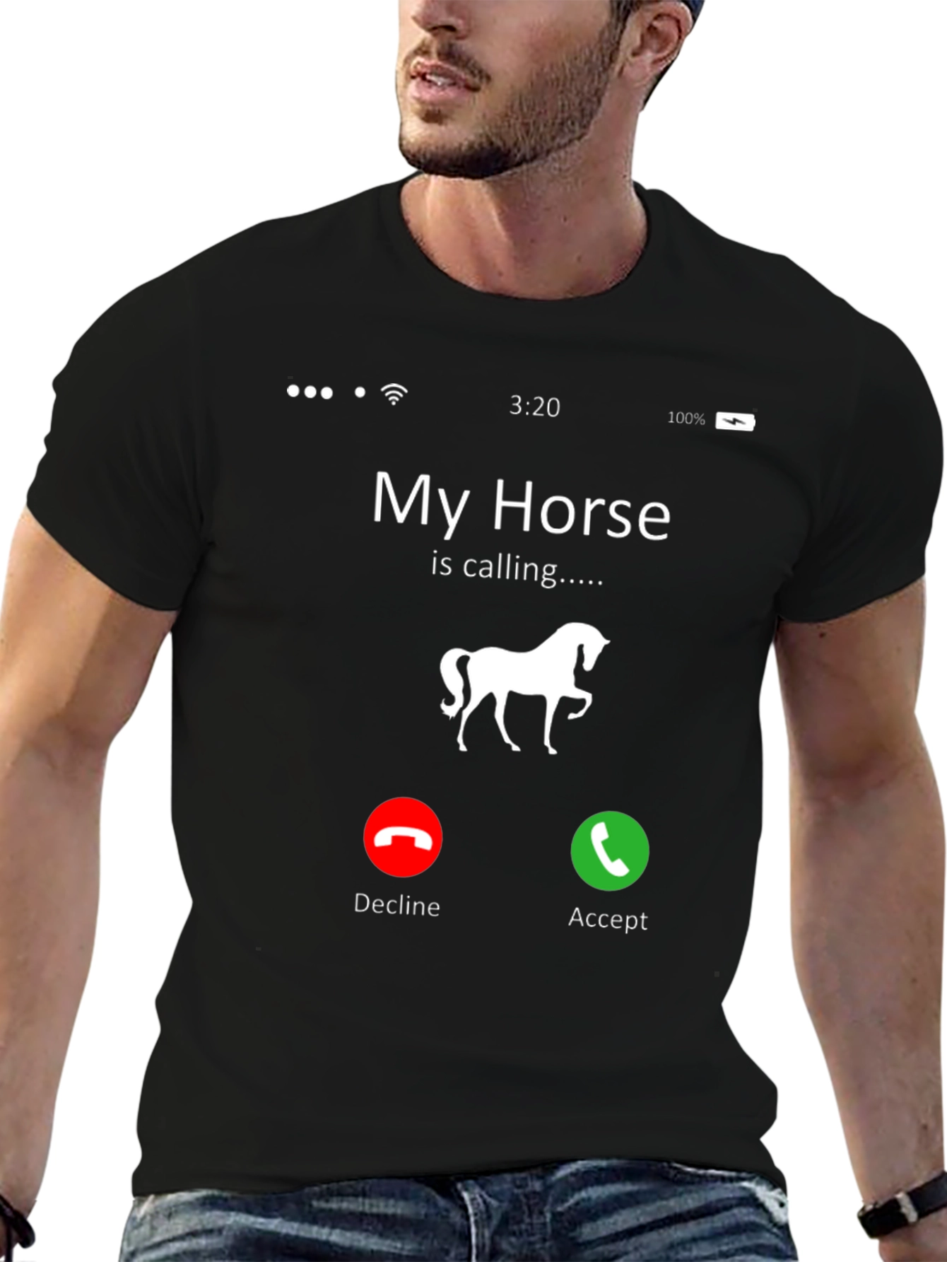 My Horse Is Calling Black Graphic Tee