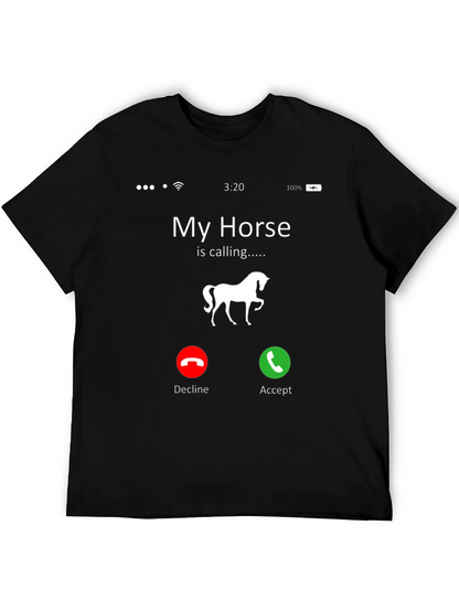 My Horse Is Calling Black Graphic Tee