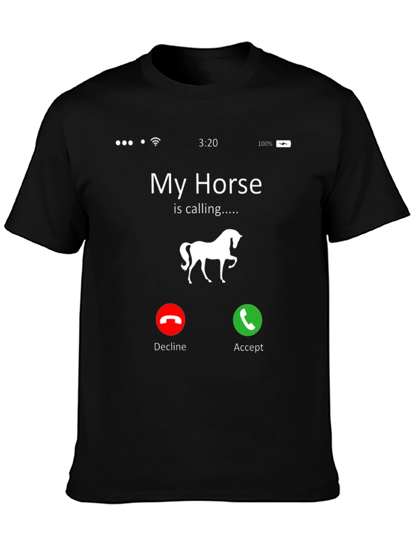 My Horse Is Calling Black Graphic Tee