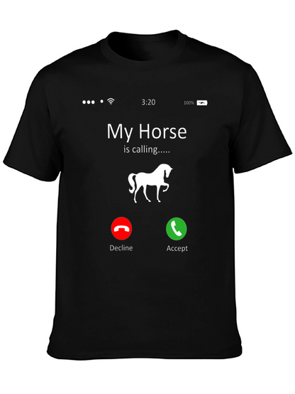My Horse Is Calling Black Graphic Tee