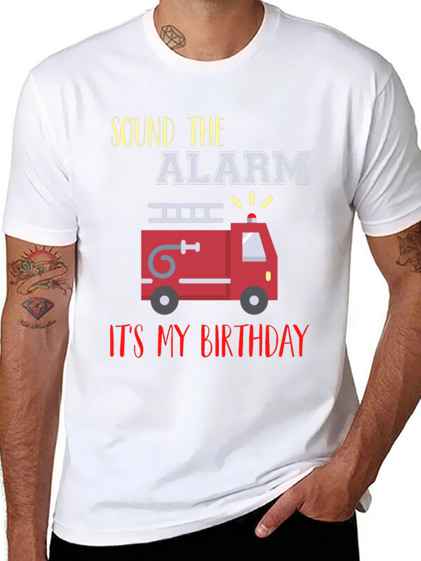Fire Truck Birthday T-Shirt - Sound the Alarm!
