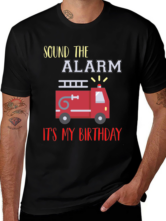 Fire Truck Birthday T-Shirt - Sound the Alarm!