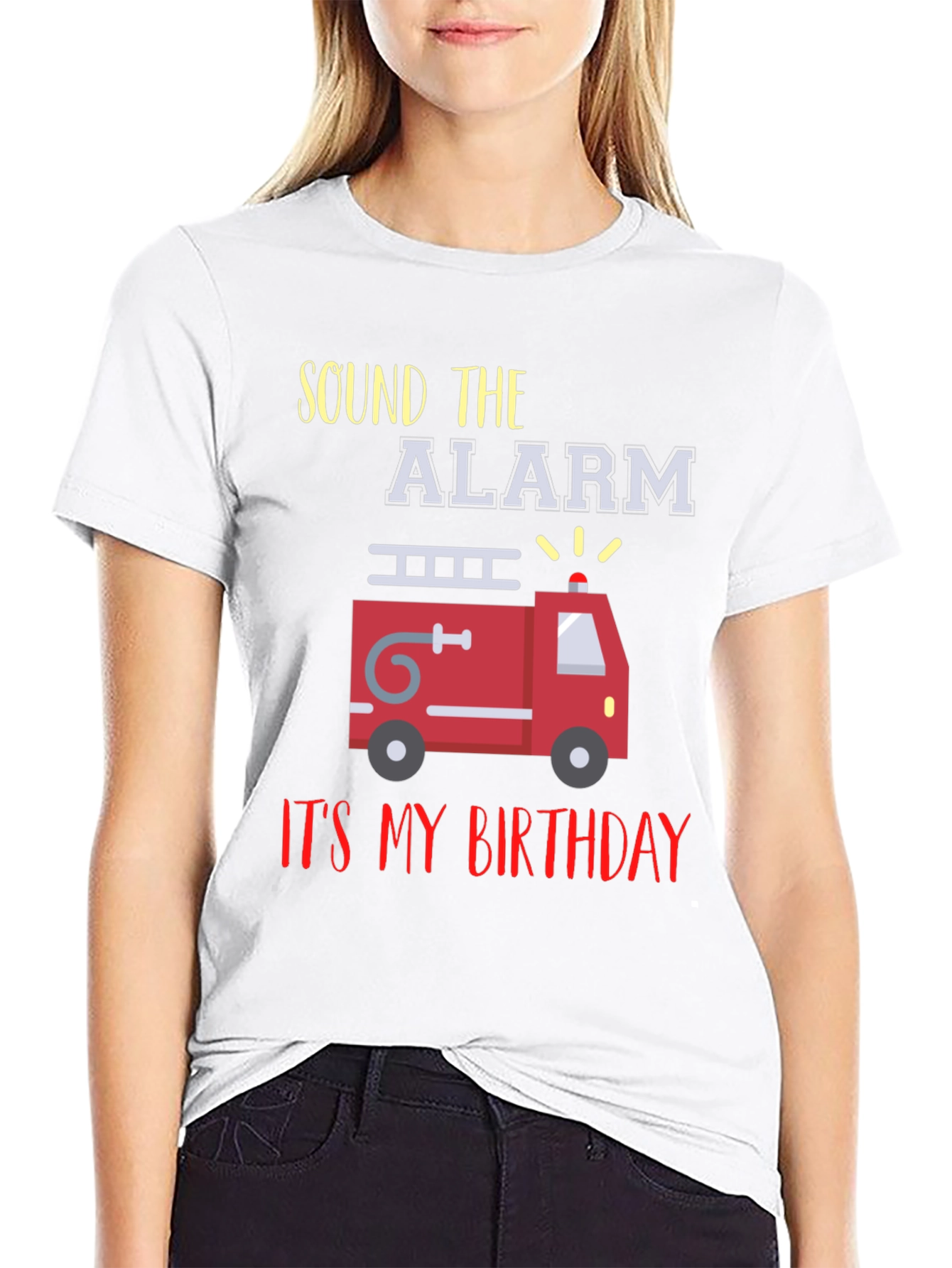 Fire Truck Birthday T-Shirt - Sound the Alarm!