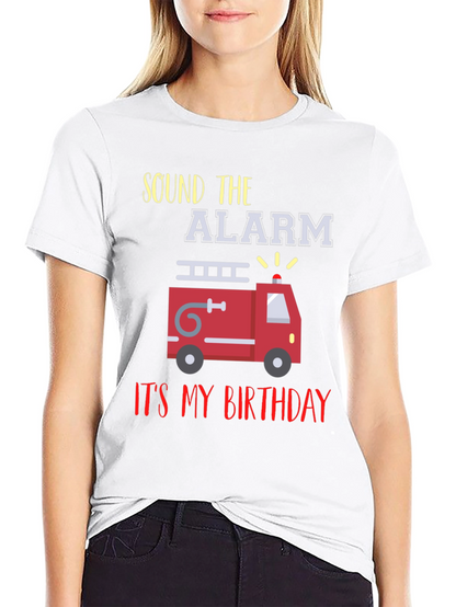 Fire Truck Birthday T-Shirt - Sound the Alarm!