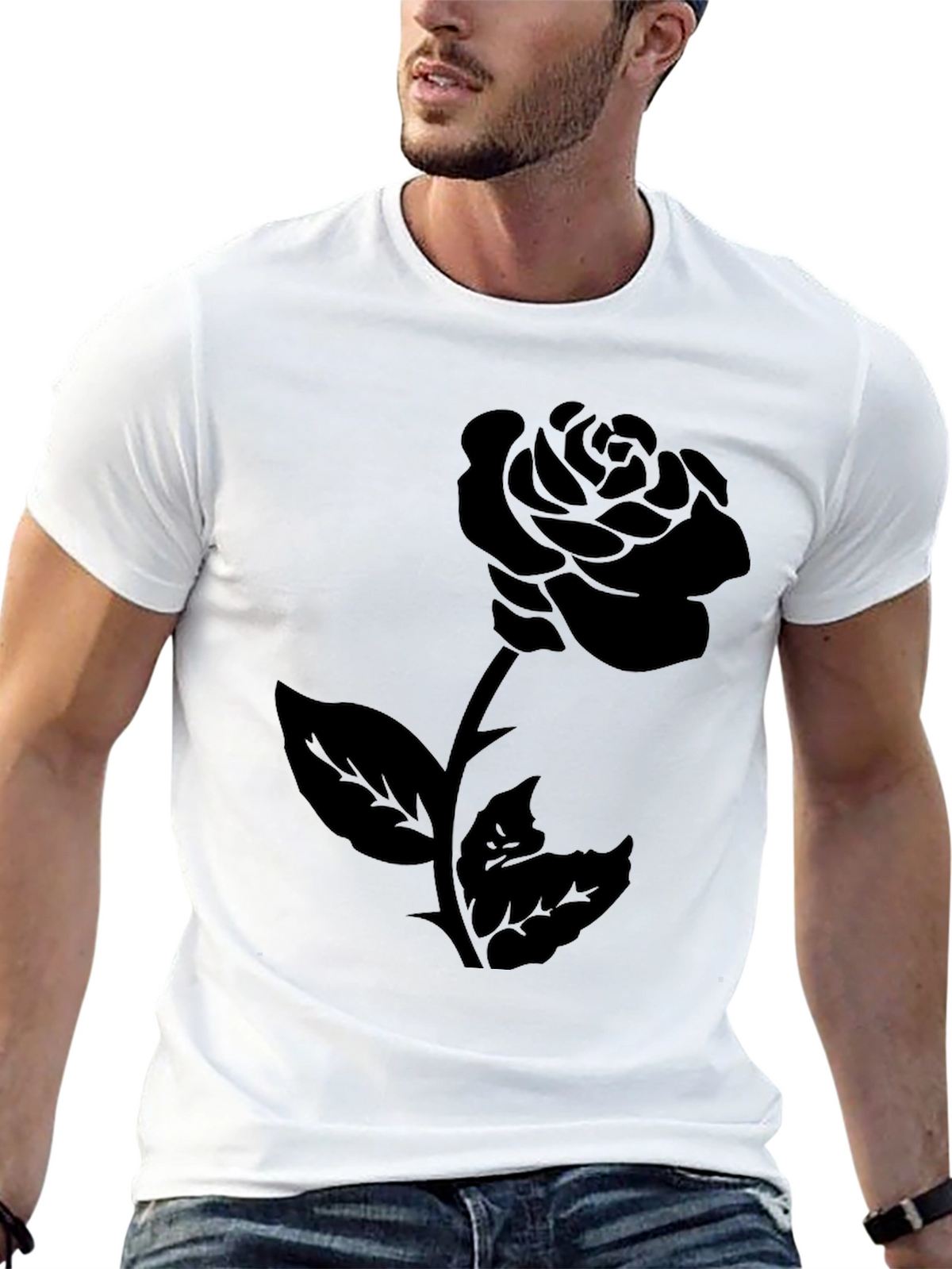 Rose Graphic Tee - Mens Black T-Shirt
