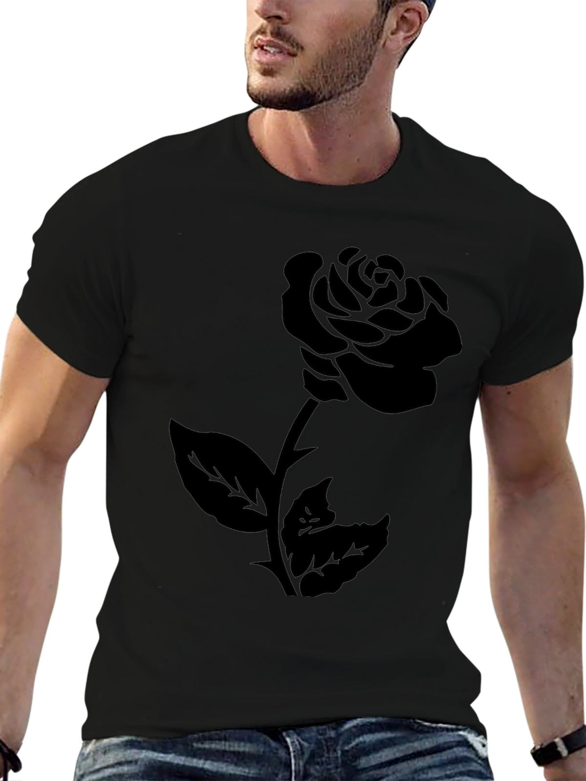 Rose Graphic Tee - Mens Black T-Shirt