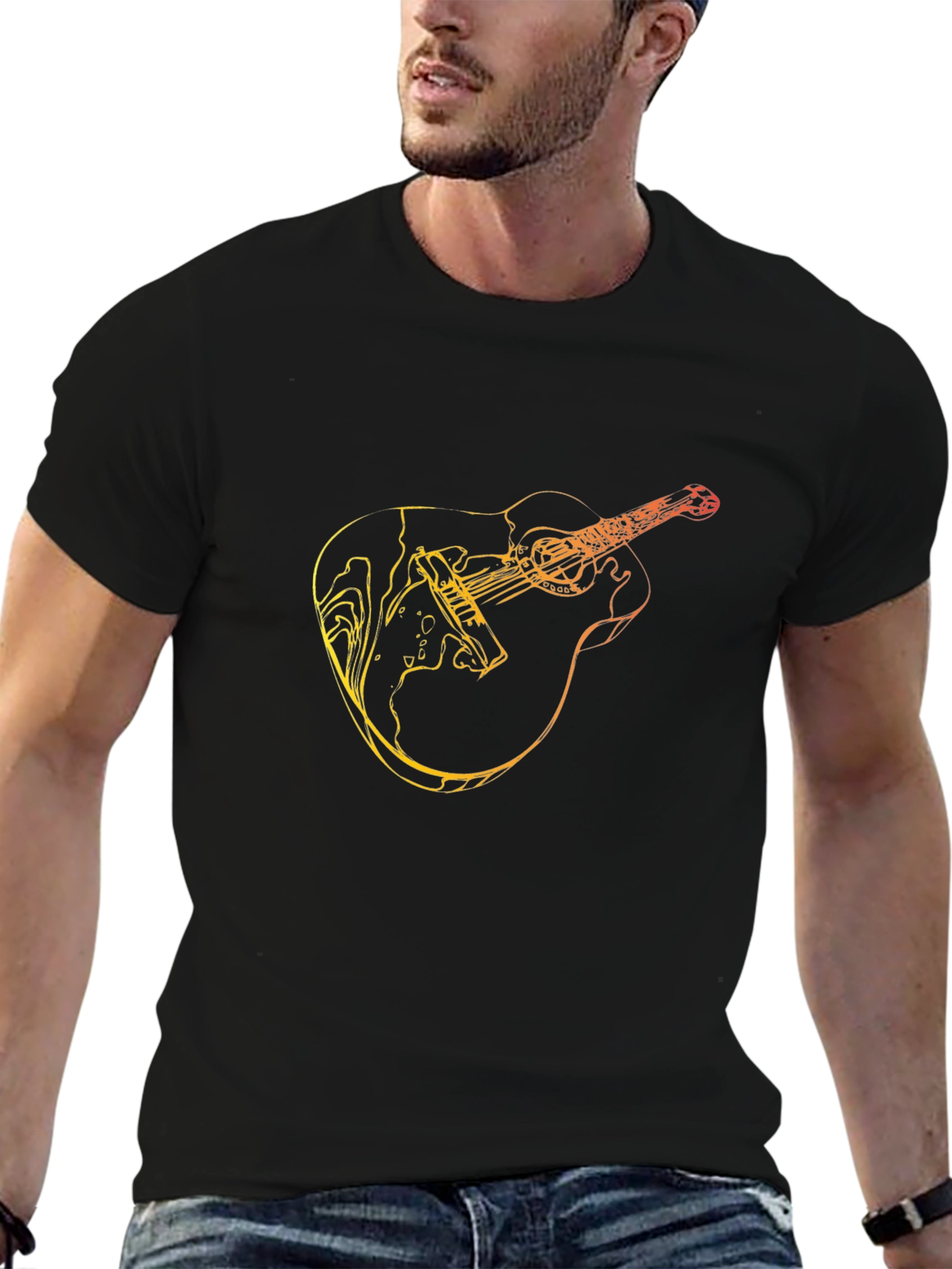 Guitar Graphic Tee - Black Mens T-Shirt