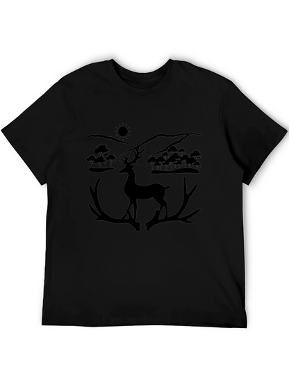 Deer Silhouette Graphic Tee - Black