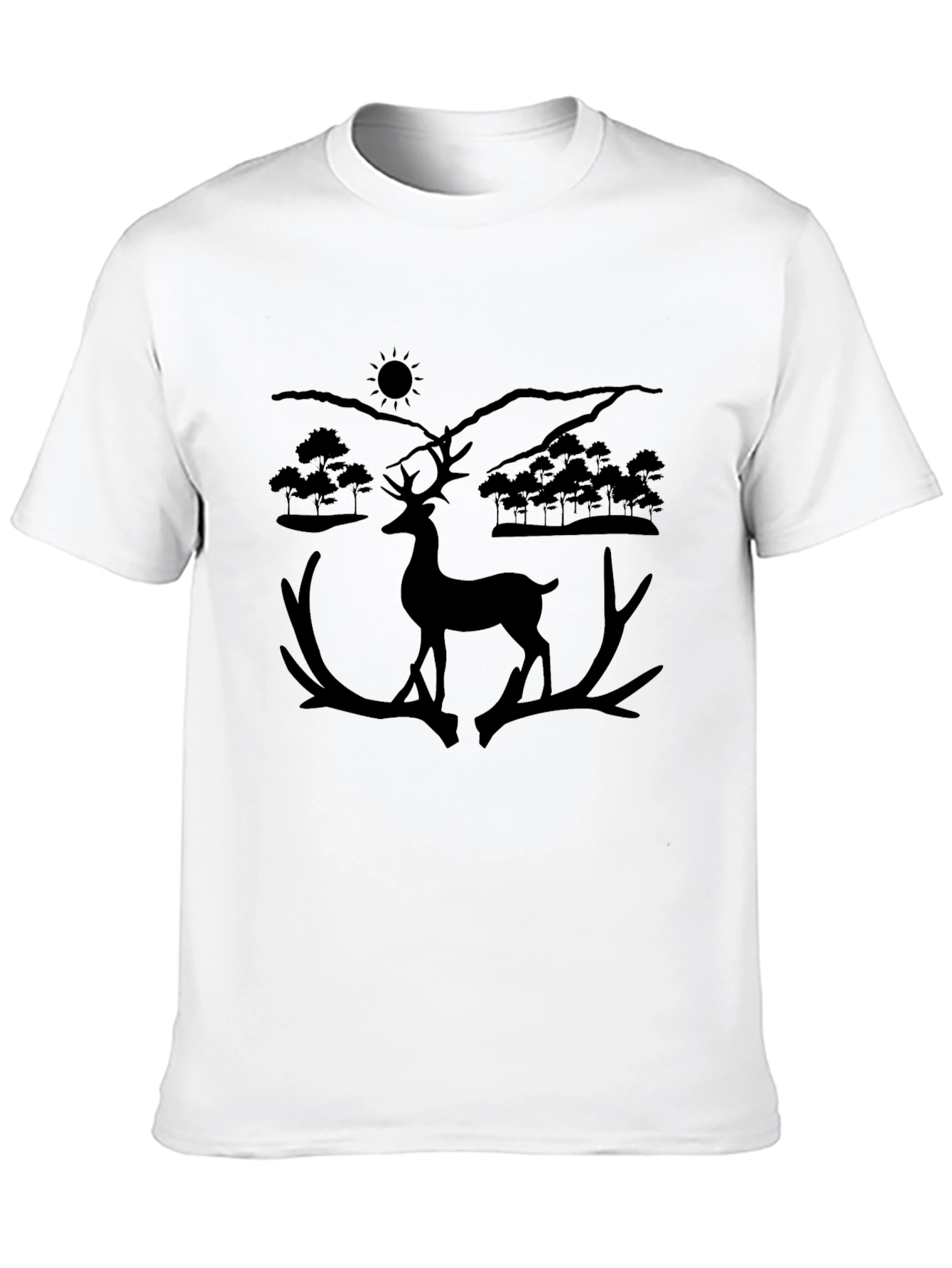 Deer Silhouette Graphic Tee - Black