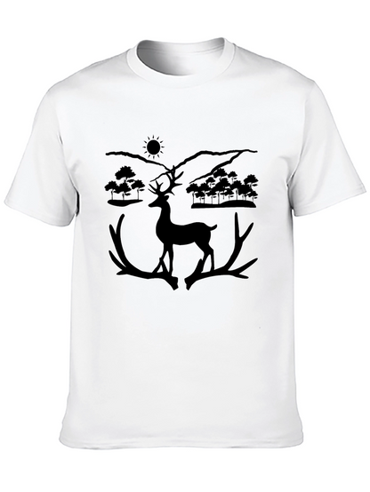 Deer Silhouette Graphic Tee - Black