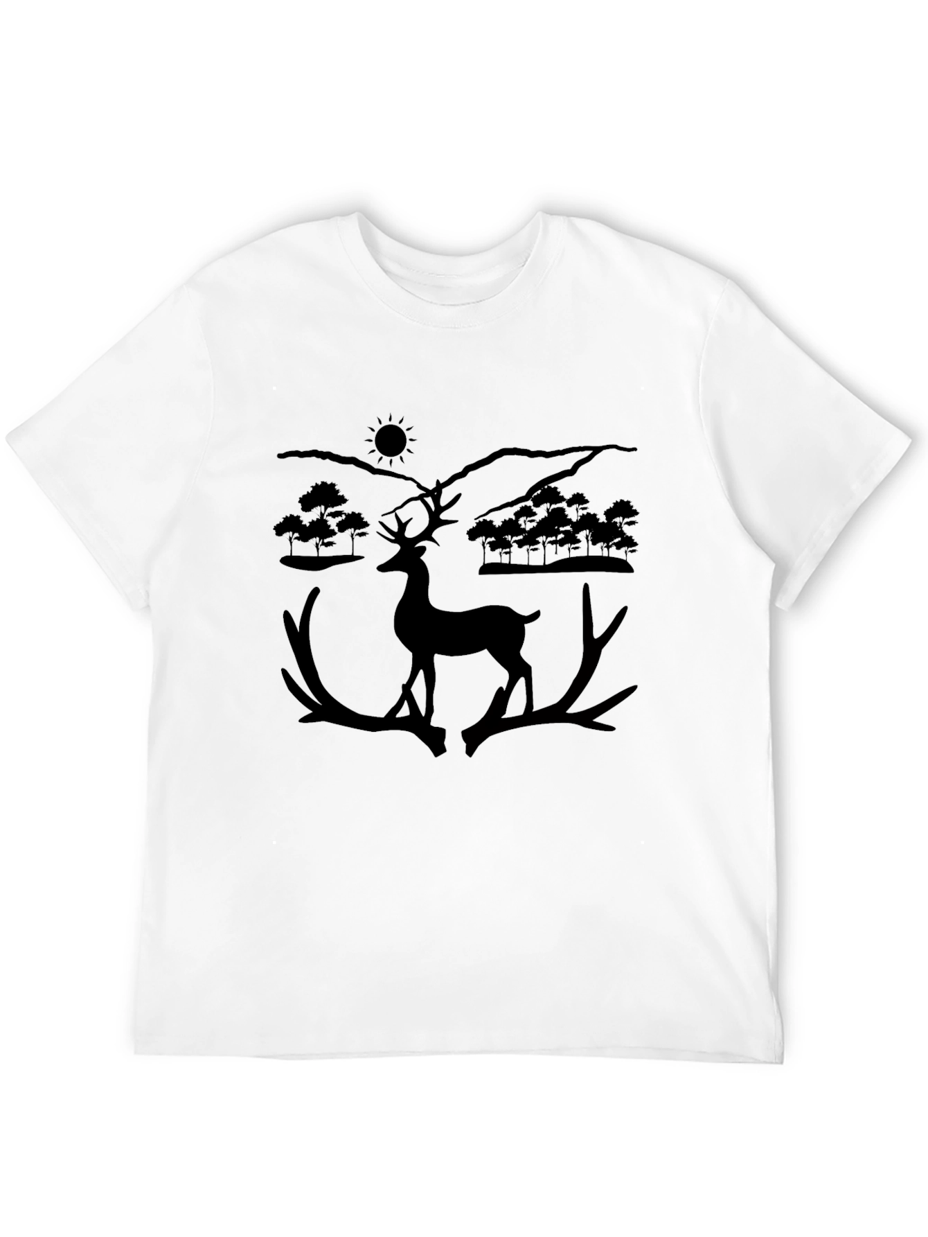 Deer Silhouette Graphic Tee - Black