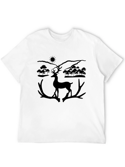 Deer Silhouette Graphic Tee - Black