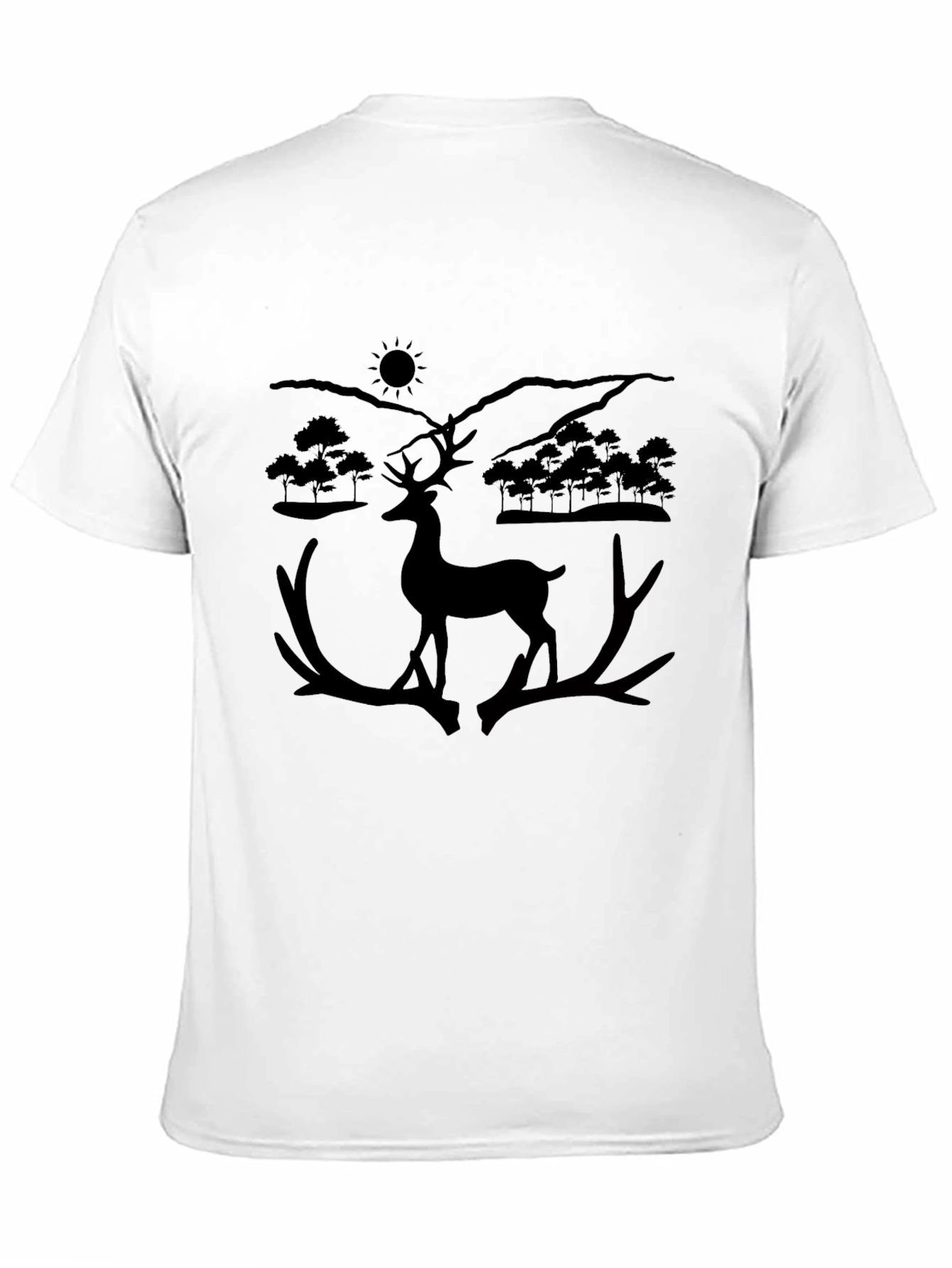 Deer Silhouette Graphic Tee - Black