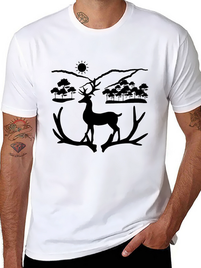 Deer Silhouette Graphic Tee - Black